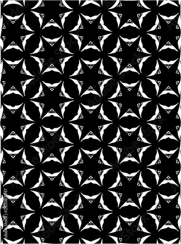 Black and white ornate geometric pattern and abstract background