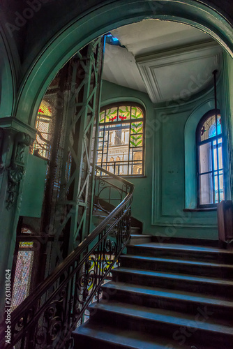 :Interior of the main staircase of a residential building on Kolokolnaya street in St. Petersburg photo