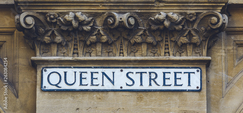 Queen Street Name Sign below Corinthian Column