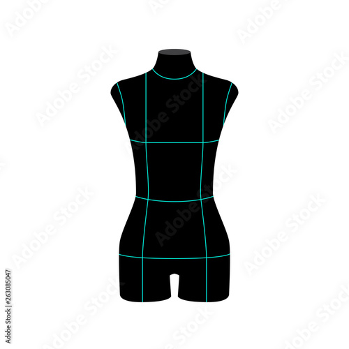 Woman body front black mannequin