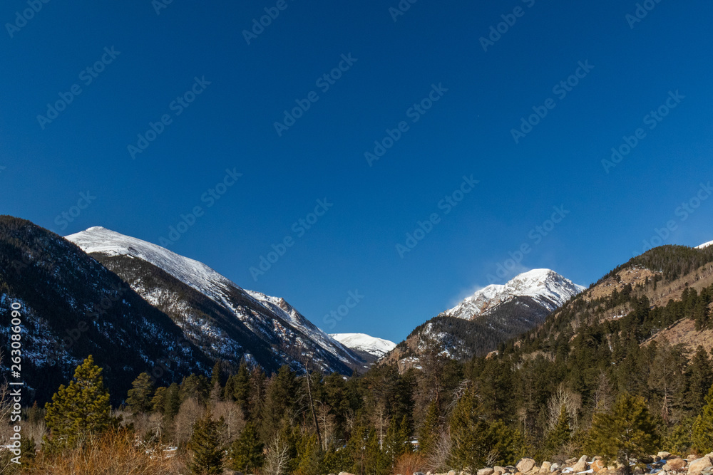 Snow covered mountains in Rocky Mountain National Park, Colorado