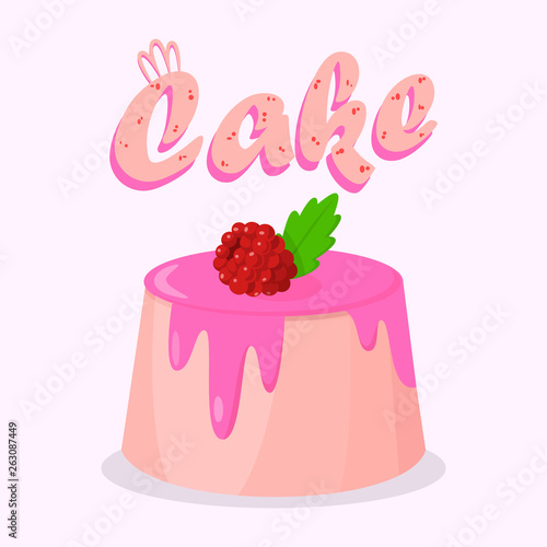 Delicious Cake with Raspberry Poster Template