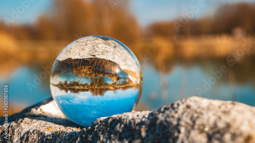 Crystal ball landscape shot at Metten-Danube-Bavaria-Germany
