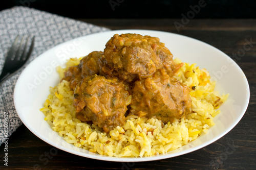 Kofta Curry with Saffron Rice