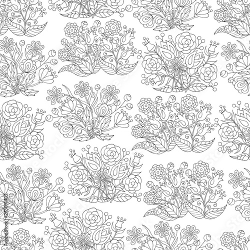 Fototapeta Naklejka Na Ścianę i Meble -  Seamless pattern of hand-drawn colors, for coloring pages