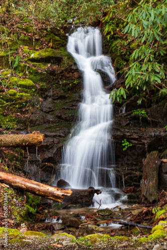 Middle Prong Little River surrounded by Fall Foliage in the  Great Smoky Mountains National Park Tennessee