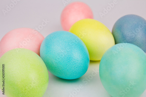 colorful easter eggs on gray background