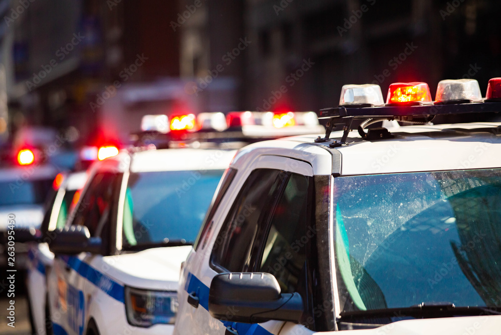 New York NYPD Police car with sirens at day