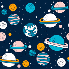 Crédence de cuisine Cosmos patrons Motif étoiles et planètes cosmiques  © @nekoshki