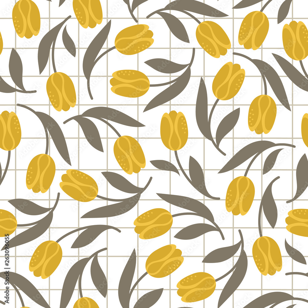 Tulips seamless pattern. Can be used for printing on fabric and paper and other surfaces.