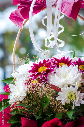 Beautiful gerbera flower basket