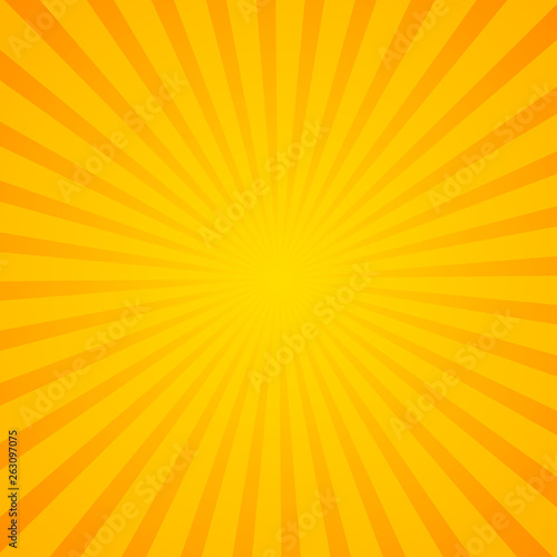 Sunburst background. Orange background with radial lines for retro illustration in pop art style. - vector