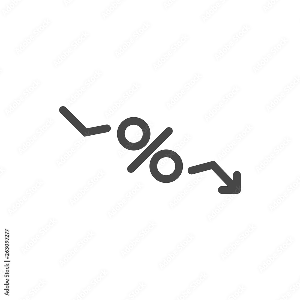Low percent interest. Percent down icon in linear style. Vector Low percent interest. Percent down icon in linear style. Vector