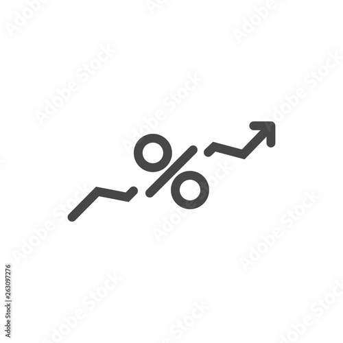 High percent interest. Percent up icon in linear style. Vector