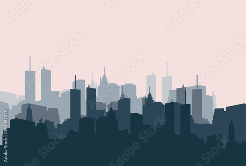 City landscape sihouette. Building town isolated background. Vector