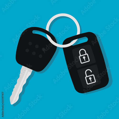 Car key in flat style. Vector