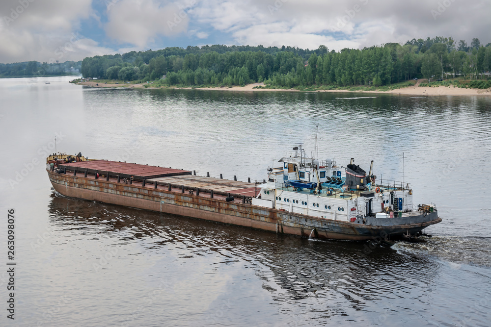 Dry cargo ship on the Volga river