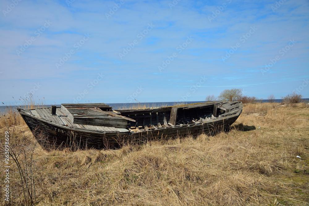Fototapeta Old Abandoned fishing boat
