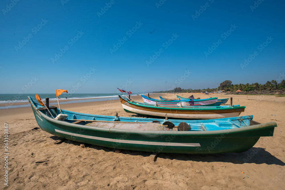 Fishing Boats  Near  Gokarna India  South India