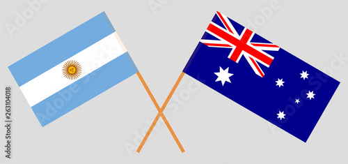 Australia and Argentina. The Australian and Argentinean flags. Official colors. Correct proportion. Vector