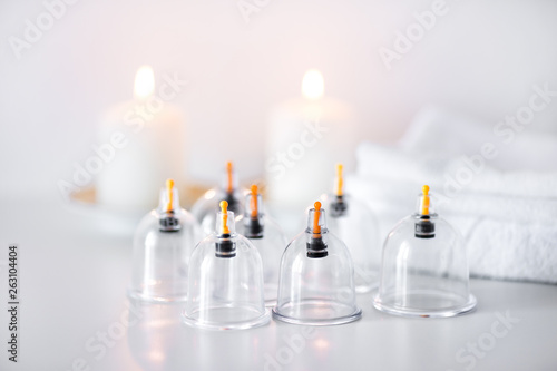 Vacuum therapy. Cup massage. Hijama