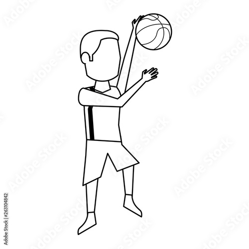 Basketball player with ball avatar in black and white