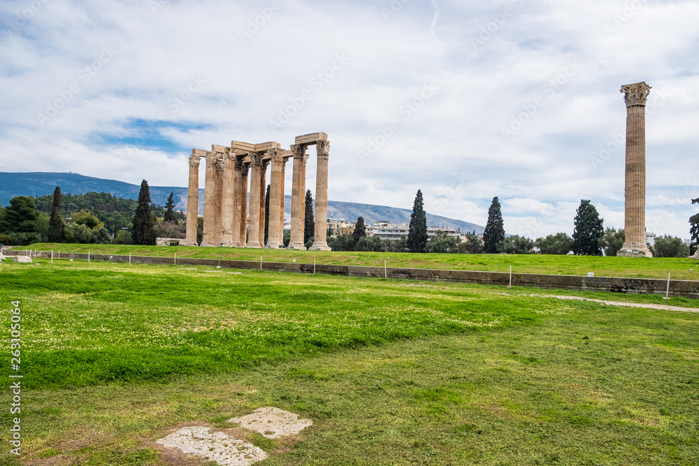 Ruins of the ancient Temple of Olympian Zeus in Athens