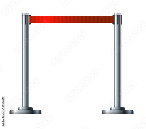 Barrier fence of the airport ticket offices.Organization of traffic and safety. Border of pedestrian zones of stations.
