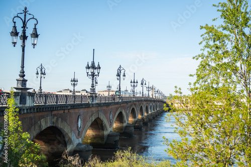 Stone bridge in the city of Bordeaux, gironde, pont de pierre