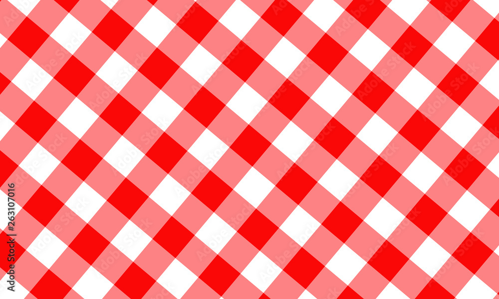 Red Gingham seamless pattern. Texture from rhombus/squares for - plaid, tablecloths, clothes, shirts, dresses, paper, bedding, blankets, quilts and other textile products. 