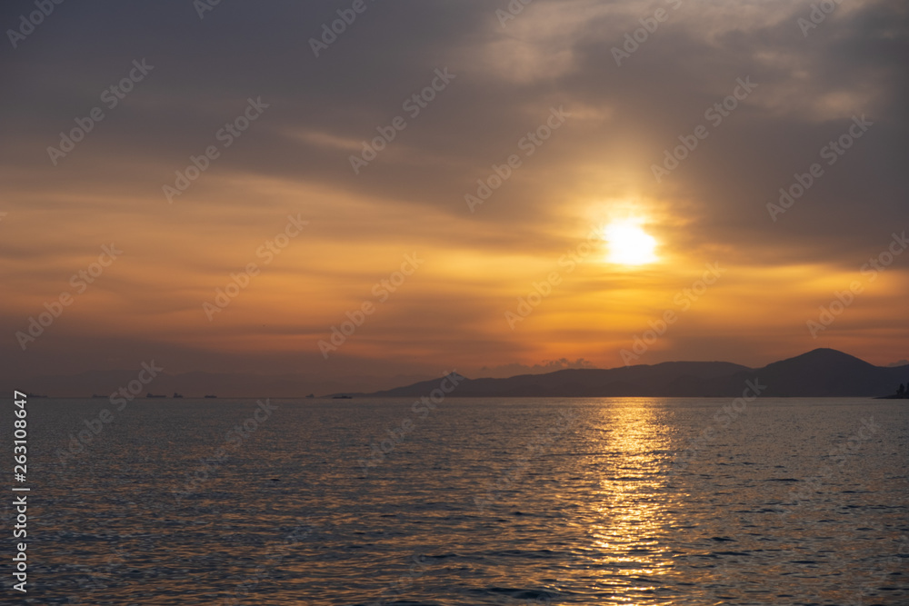 Sunset scene at Paleo Faliro beach in Athens Greece Sunset scene at Paleo Faliro beach in Athens Greece