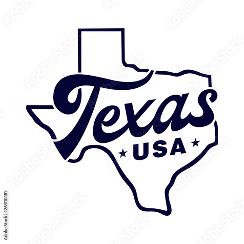 Texas map. Vector and illustration.