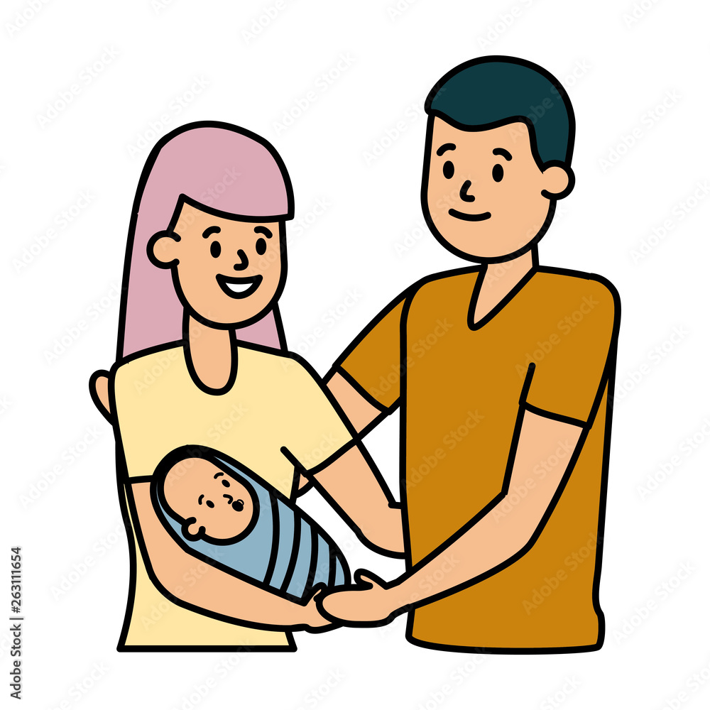Obraz premium mom dad and baby