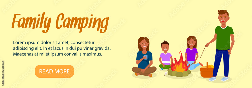 Family Camping Landing Page Template with Text