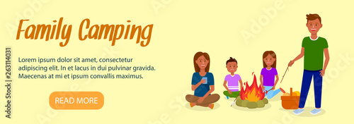 Family Camping Landing Page Template with Text