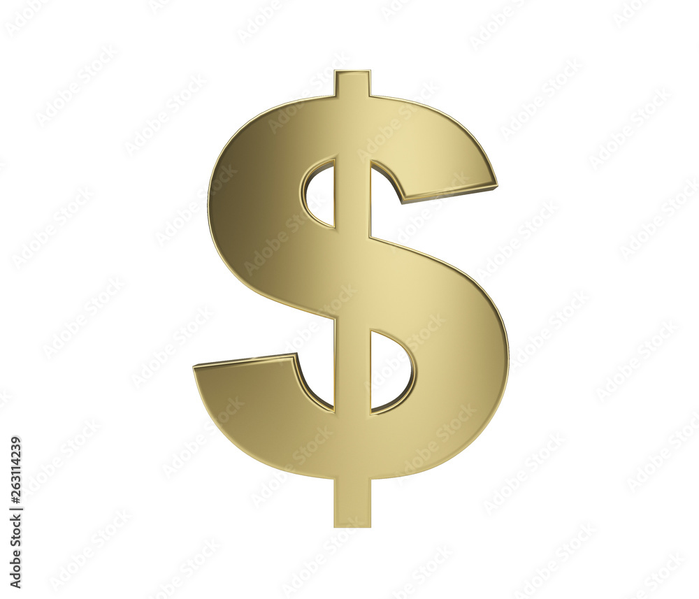 Gold dollar sign. Isolated. 3d illustration Gold dollar sign. Isolated. 3d illustration