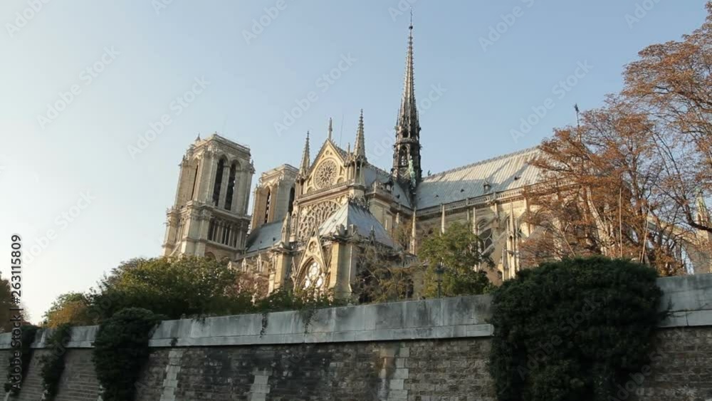 2 in 1 View on Notre Dame Cathedral from the touristic boat sailing the right. - October 2010, Paris, France 2 in 1 View on Notre Dame Cathedral from the touristic boat sailing the right. - October 2010, Paris, France