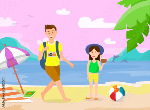 Summer Vacation on Tropical Island Illustration