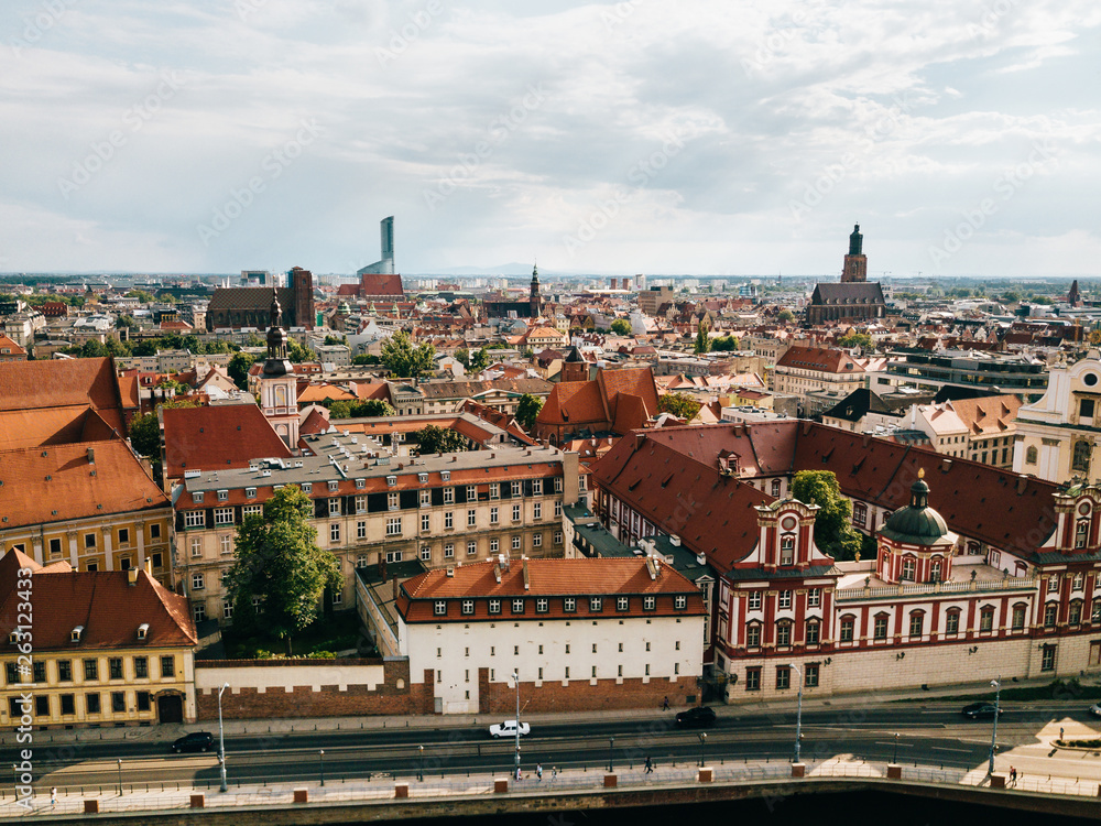 Wrocław Centrum Miasta Panorama z powietrza