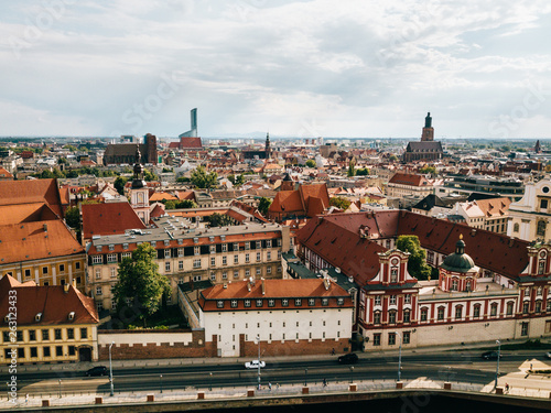 Obraz na płótnie Wrocław Centrum Miasta Panorama z powietrza w salonie