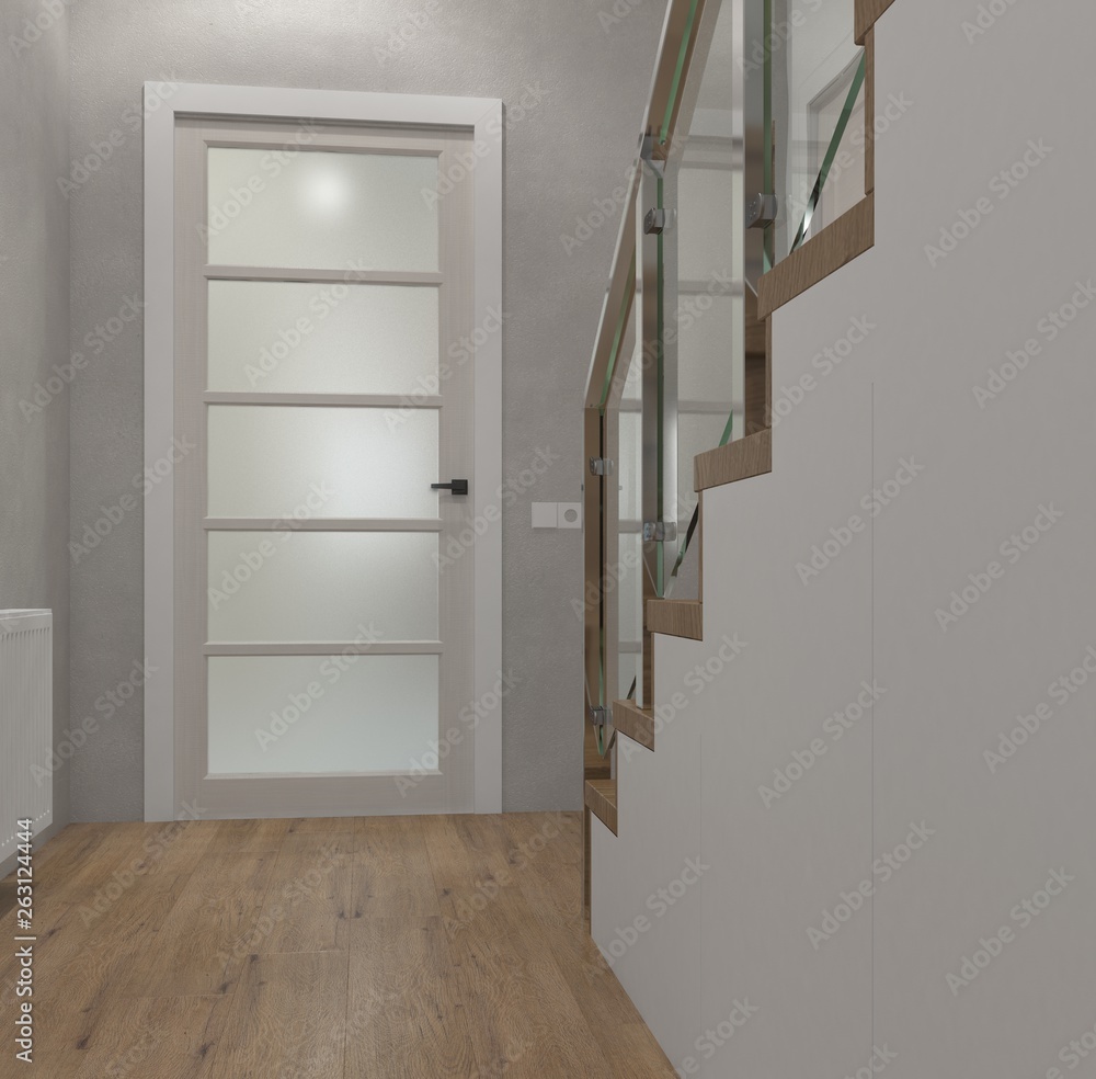 Home interior hallway. 3D-render Home interior hallway. 3D-render