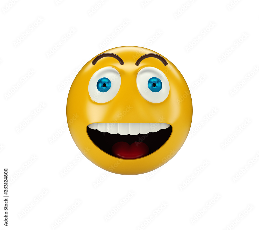 Fototapeta premium Yellow Smiling Emoji on white isolated background, 3d illustration