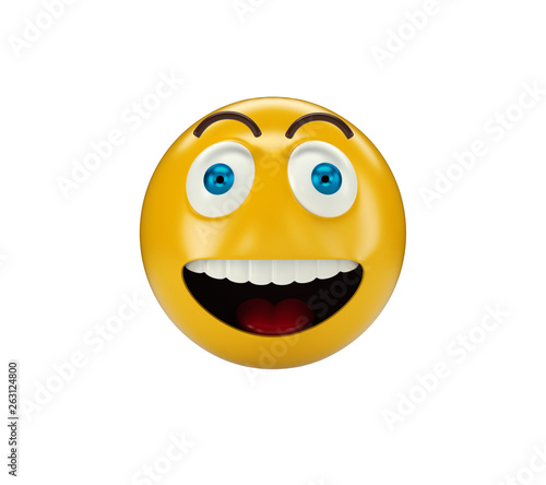 Yellow Smiling Emoji on white isolated background, 3d illustration
