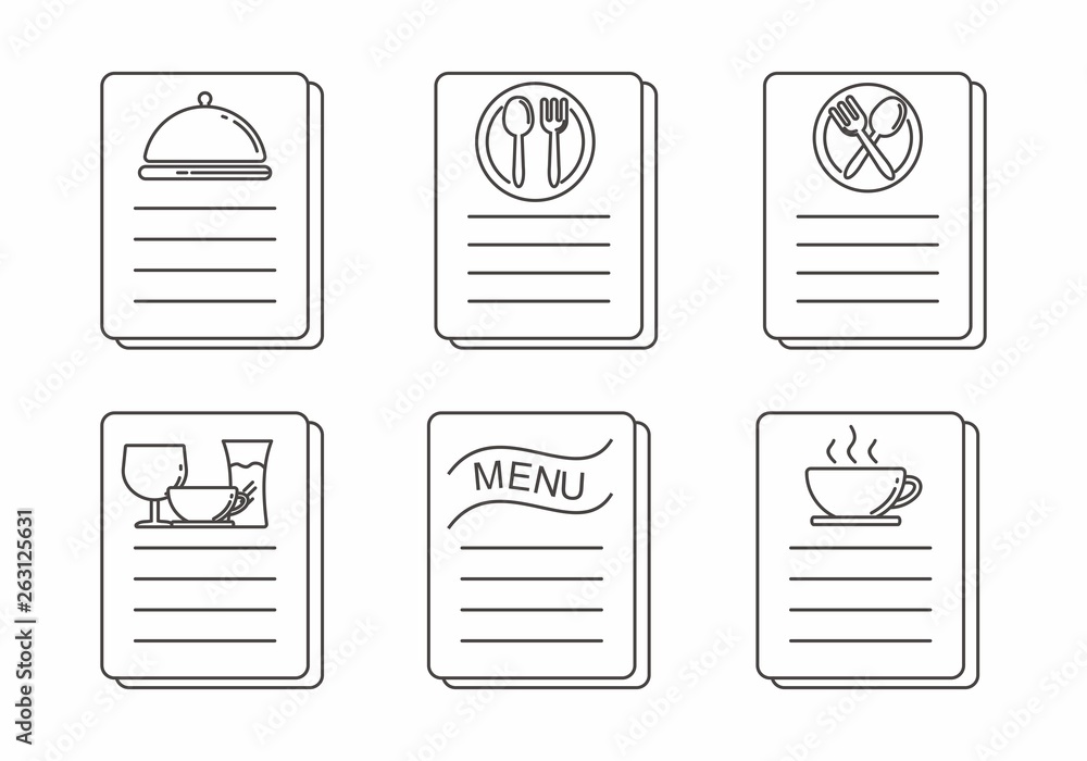 Set of menu icon with outline design. Menu vector illustration Set of menu icon with outline design. Menu vector illustration