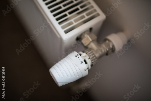 temperature knob of heating radiator at home