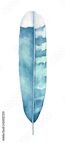 Blue Jay Feather Watercolor Illustration Symbol Of Knowledge Long Lasting And Happy Relationships Handdrawn Water Color Stylized Sketchy Drawing On White Cutout Art Element For Design Decoration Stock Illustration Adobe Stock