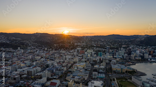 Sunset over Wellington City, NZ. View From Mount Victoria 