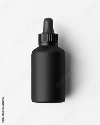 Black Bottle modern design Eye Dropper. Isolated on white background. 3d illustration