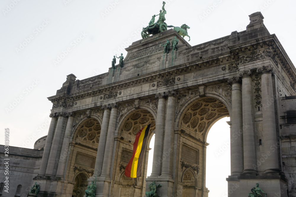 Brussels, Belgium - August/ 10/ 2018 - Arch of Triumph in the Cinquentenary Park in Brussels