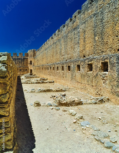 Fragocastelo castle in Crete island, Greece. Bright summer day, clear blue sky. photo